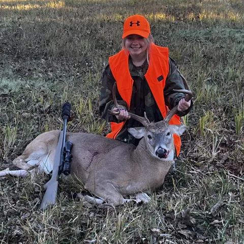 Keirsten Buck with her first buck 2023
