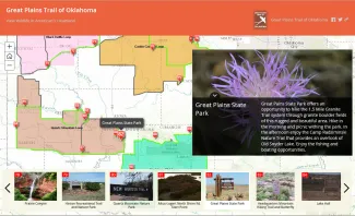 Wildlife viewing along the Great Plains Trail map