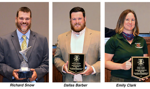 Award recipients Richard Snow, Dallas Barber and Emily Clark