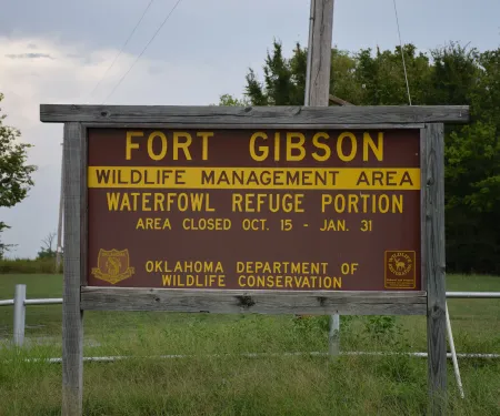 Fort Gibson WMA Waterfowl Refuge Portion Sign, photo by Whitney Jenkins