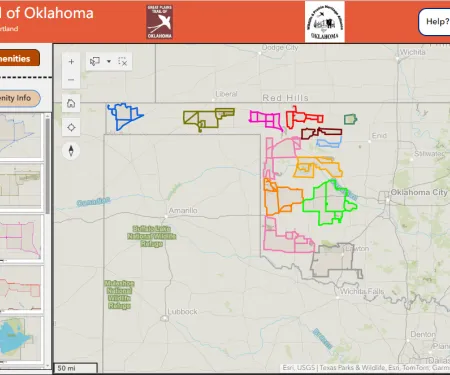 A screenshot of the Great Plains Trail of Oklahoma ArcGIS map.
