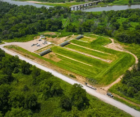 An aerial view of the Kaw WMA Shooting Range.