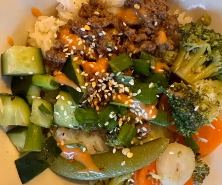 Above view of venison bowl