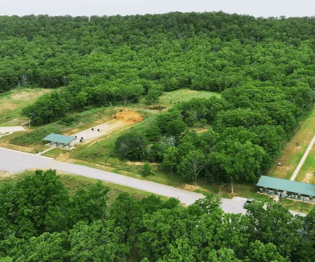A photo of the Okmulgee WMA shooting range from above.
