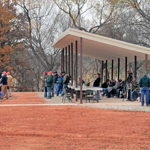 The renovated shooting range at Lexington WMA was officially opened last week with help from shooting sports teams from Altus and Sequoyah (Claremore) schools along with several Wildlife Conservation Commissioners. (Don P. Brown/ODWC)