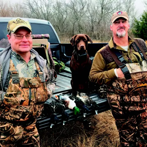 Hunting friends Anthony Mackey, 46, of Noble, and Aaron Milligan, 58, of Norman