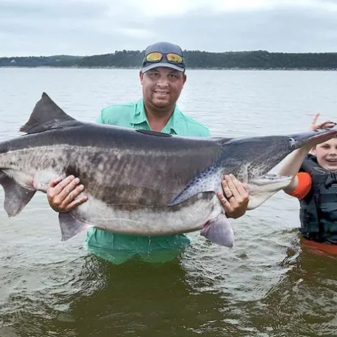Former world record paddlefish held by Cory James Watters.