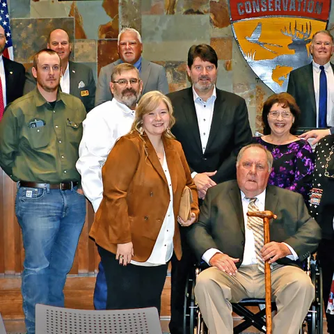 Family members of Herman Jones, ODWC Landowner of the Year