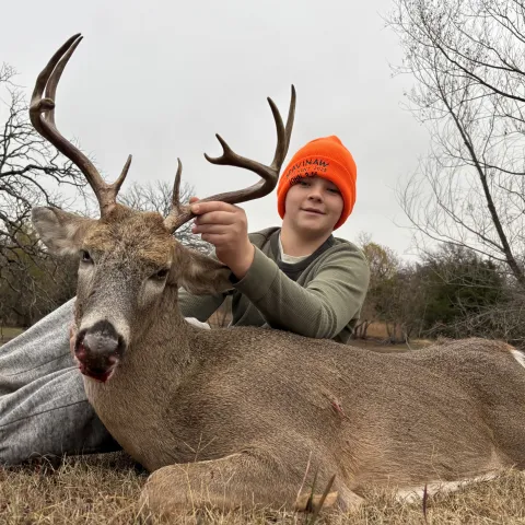 Noah Hunter with his harvested Oklahoma White-Tailed Deer