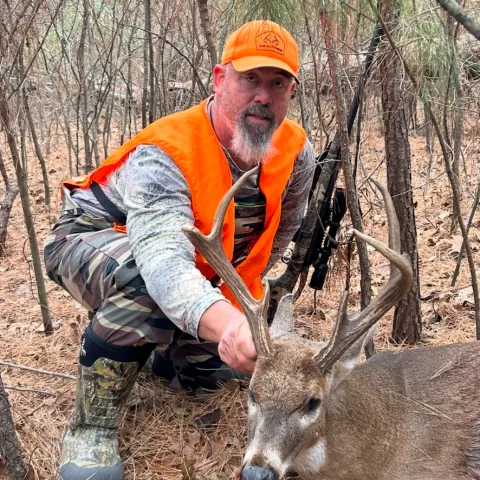Jasen Collett with his harvested Oklahoma White-Tailed Deer