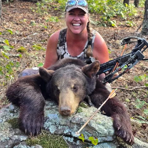 Kara L with her harvested Oklahoma Bear