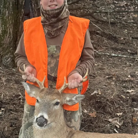 Tanner Kitchens with his harvested Oklahoma White-Tailed Deer
