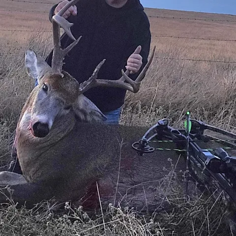 Kammie Boyer with her harvested Oklahoma White-Tailed Deer