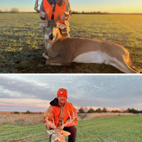 Londyn and Kelly Harris with their harvested Oklahoma White-Tailed Deer
