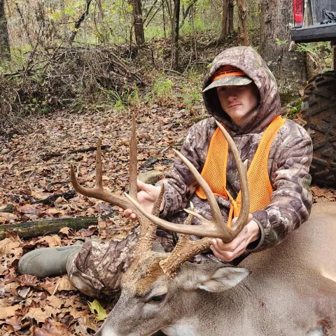 Chayton Young with his harvested Oklahoma White-Tailed Deer