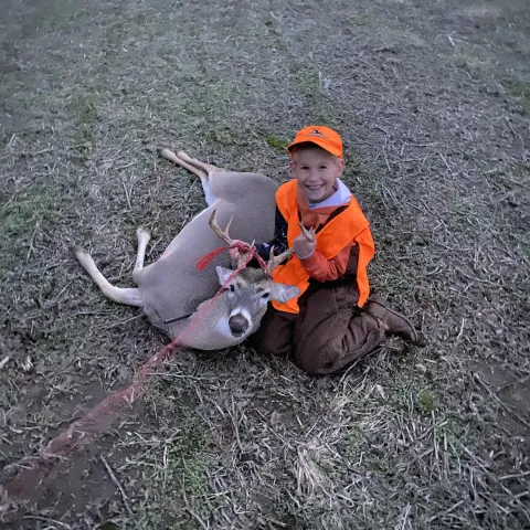 Zaden Berry with his first harvested Oklahoma White-tailed Deer.