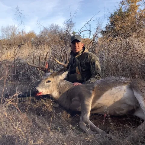Collin H with his harvested Oklahoma White-tailed Deer.