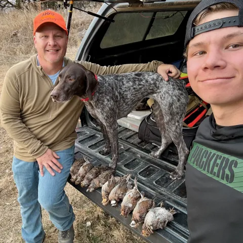 Kurt K with his harvested Oklahoma quail