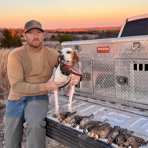 Tyler W with his harvested Oklahoma quail