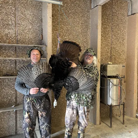 Chris and Dino M with their harvested Oklahoma Wild Turkey