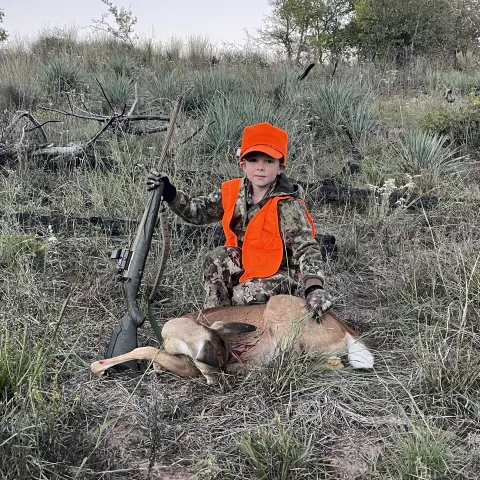 Cory Heckle with his harvested Oklahoma White-tailed deer.