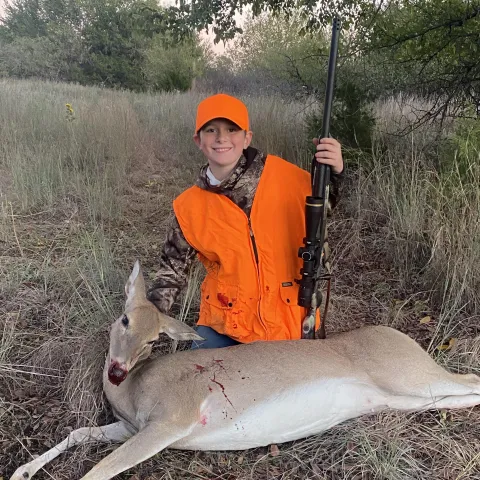 Kolin McAlister with his harvested Oklahoma White-tailed deer.