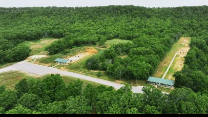 A photo of the Okmulgee WMA shooting range from above.