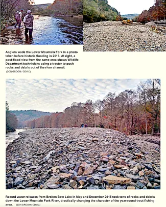 Multiple images of lower mountain fork river area before flood damage.