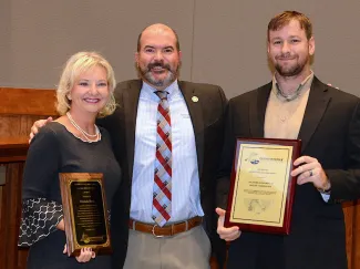 SEAFWA awards: Rhonda Hurst, Administrative Assistant-ODWC; J.D. Strong, Director-ODWC; Daniel Griffith, Education Specialist-ODWC.