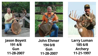 Pushmataha County deer harvest in 2007, Jason Boyett (2007), John Elmer (2007) and Larry Luman (1997).