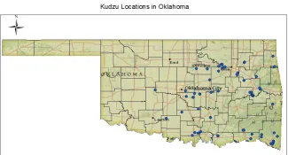Kudzu Locations in Oklahoma Map