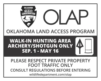 OLAP Walk-In Hunting Area Archery/Shotgun Only Sign