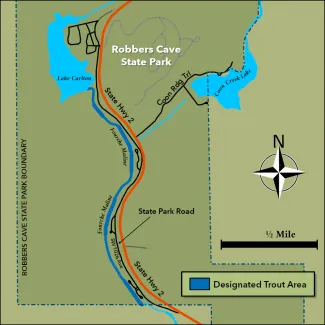 Robbers Cave trout map.