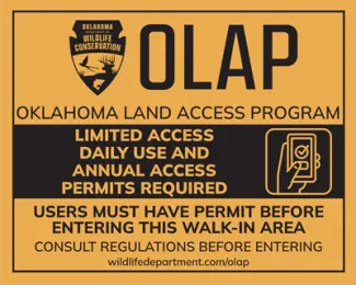 OLAP Sign - Limited access, daily use and annual access, permits required.
