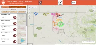 A screenshot of the Great Plains Trail of Oklahoma ArcGIS map.