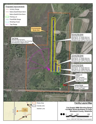 A map of the Draft Environmental Assessment for the Fort Supply Wildlife Management Area Shooting Range