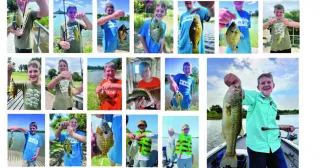 A collage of a young man's fish from across Oklahoma's counties. 
