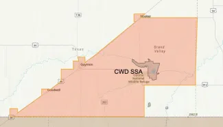 A map of the Texas County SSA in Oklahoma.