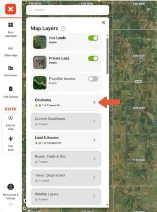 A screenshot of onX app.