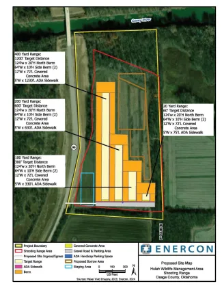 A proposed site map of the Hulah WMA Shooting Range.