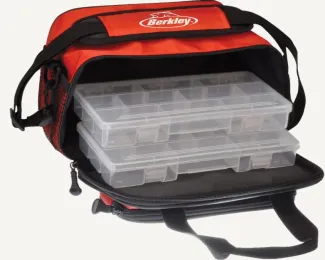 A small red tacklebox. 