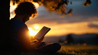 man reading a book