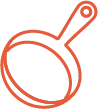An orange icon of a skillet.