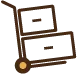 A brown icon of boxes on a dolly.