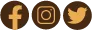 Three brown social media icons (Facebook, Instagram and X).