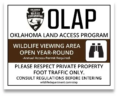 A brown, black and white OLAP wildlife viewing sign.